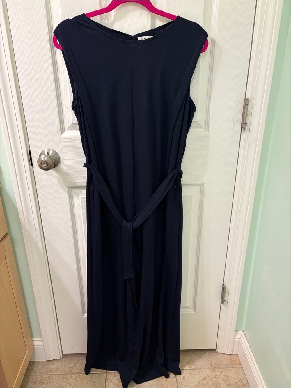 Sleeveless Navy Belted Jumpsuit